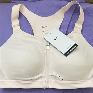 Nike Women's Dri-FIT Zip Front Sports Bra - Cream